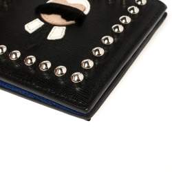 Fendi Black Leather Studded Karlito Bifold Wallet