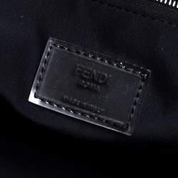 Pre Owned Fendi Black Zucca Mesh and Leather Duffle Bag