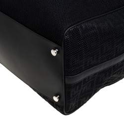 Pre Owned Fendi Black Zucca Mesh and Leather Duffle Bag