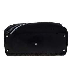 Pre Owned Fendi Black Zucca Mesh and Leather Duffle Bag