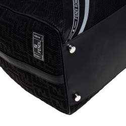 Pre Owned Fendi Black Zucca Mesh and Leather Duffle Bag