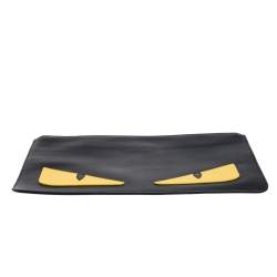 مملوكة مسبقًا Fendi Black/Yellow Leather Monster Eyes Flat Clutch