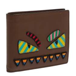 Fendi Multicolor Leather Monster Eyes Bifold Wallet