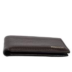 Pre Owned محفظة فندي جلد بني داكن مغزول ثنائية الطي