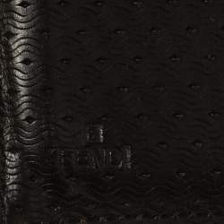 Fendi Dark Brown Woven Embossed Leather Bi Fold Wallet