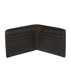 Fendi Dark Brown Woven Embossed Leather Bi Fold Wallet