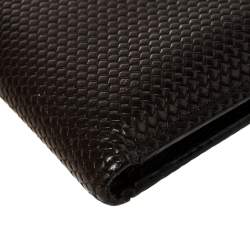 Fendi Dark Brown Woven Embossed Leather Bi Fold Wallet