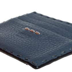 Fendi Dark Teal Selleria Leather Card Holder