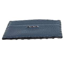 Fendi Dark Teal Selleria Leather Card Holder