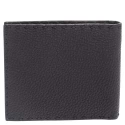 Pre Owned Fendi Black Embossed Leather Selleria Bifold Wallet