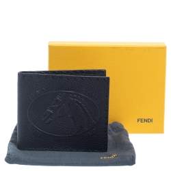 Pre Owned Fendi Black Embossed Leather Selleria Bifold Wallet