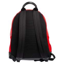 Pre Owned Fendi Red Leather and Nylon Monster Backpack