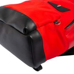 Pre Owned Fendi Red Leather and Nylon Monster Backpack