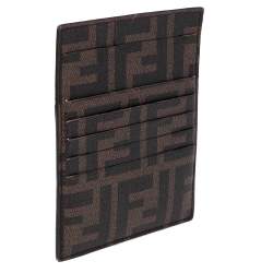 Fendi Brown Zucca Coated Canvas Card Holder