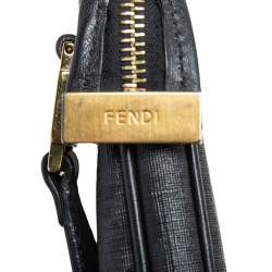 Fendi Black Zuchino Coated Canvas and Leather Trim Messenger