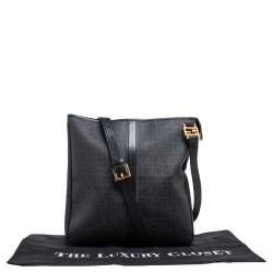 Fendi Black Zuchino Coated Canvas and Leather Trim Messenger