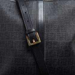 Fendi Black Zuchino Coated Canvas and Leather Trim Messenger