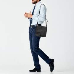 Fendi Black Zuchino Coated Canvas and Leather Trim Messenger