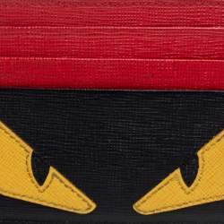 مملوكة مسبقًا Fendi Tricolor Leather Monster Eye Card Holder