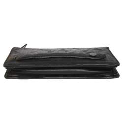 Fendi Black Zucca Embossed Leather Motif Zip Clutch