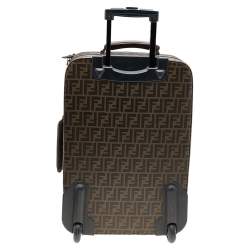 Fendi Tobacco Zucca Coated Canvas And Leather Carry On Luggage Suitcase