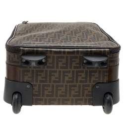 Fendi Tobacco Zucca Coated Canvas And Leather Carry On Luggage Suitcase