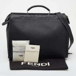 Pre Owned Fendi Black Leather ISeeU Medium Peekaboo Monster Bag 