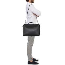 Pre Owned Fendi Black Leather ISeeU Medium Peekaboo Monster Bag 