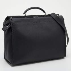 Pre Owned Fendi Black Leather ISeeU Medium Peekaboo Monster Bag 