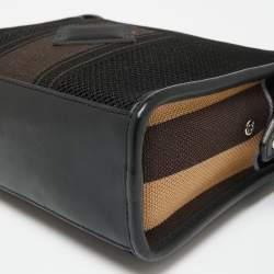 Pre Owned حقيبة فندي لوي جلد وقماش أسود صغيرة