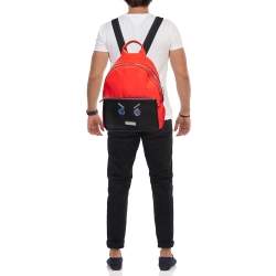 Fendi Red/Black Nylon and Leather Face No Words Emoticon Backpack