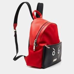 Fendi Red/Black Nylon and Leather Face No Words Emoticon Backpack