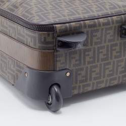 Fendi Tobacco Zucca Coated Canvas And Leather Carry On Luggage Suitcase