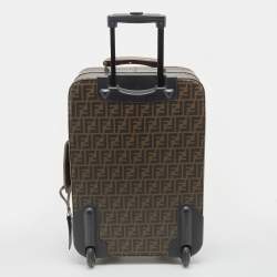 Fendi Tobacco Zucca Coated Canvas And Leather Carry On Luggage Suitcase