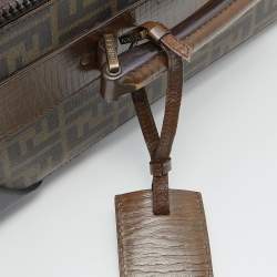 Fendi Tobacco Zucca Coated Canvas And Leather Carry On Luggage Suitcase