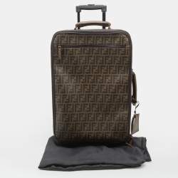 Fendi Tobacco Zucca Coated Canvas And Leather Carry On Luggage Suitcase