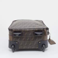 Fendi Tobacco Zucca Coated Canvas And Leather Carry On Luggage Suitcase