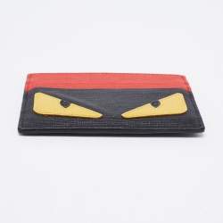 Pre Owned Fendi Multicolor Leather Monster Eye Card Holder