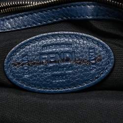 Pre Owned Fendi Blue Selleria Leather Lui Briefcase