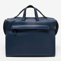 Pre Owned Fendi Blue Selleria Leather Lui Briefcase