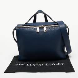 Pre Owned Fendi Blue Selleria Leather Lui Briefcase