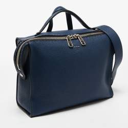 Pre Owned Fendi Blue Selleria Leather Lui Briefcase