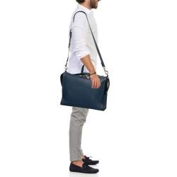 Pre Owned Fendi Blue Selleria Leather Lui Briefcase