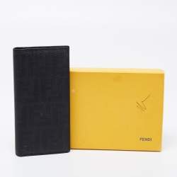 Fendi Black Coated Canvas Long Wallet