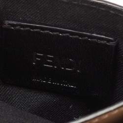 Pre Owned Fendi Tri Color FF Embossed Leather Card Holder