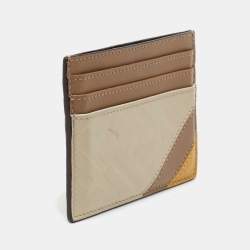 Pre Owned Fendi Tri Color FF Embossed Leather Card Holder