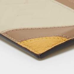 Pre Owned Fendi Tri Color FF Embossed Leather Card Holder