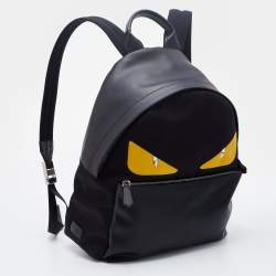 Fendi Black Nylon and Leather Monster Eyes Backpack