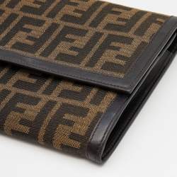 Fendi Brown Zucca Canvas and Leather Travel Clutch