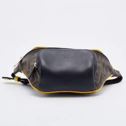 Fendi Brown/Black Zucca Coated Canvas and Leather Front Pocket Belt Bag